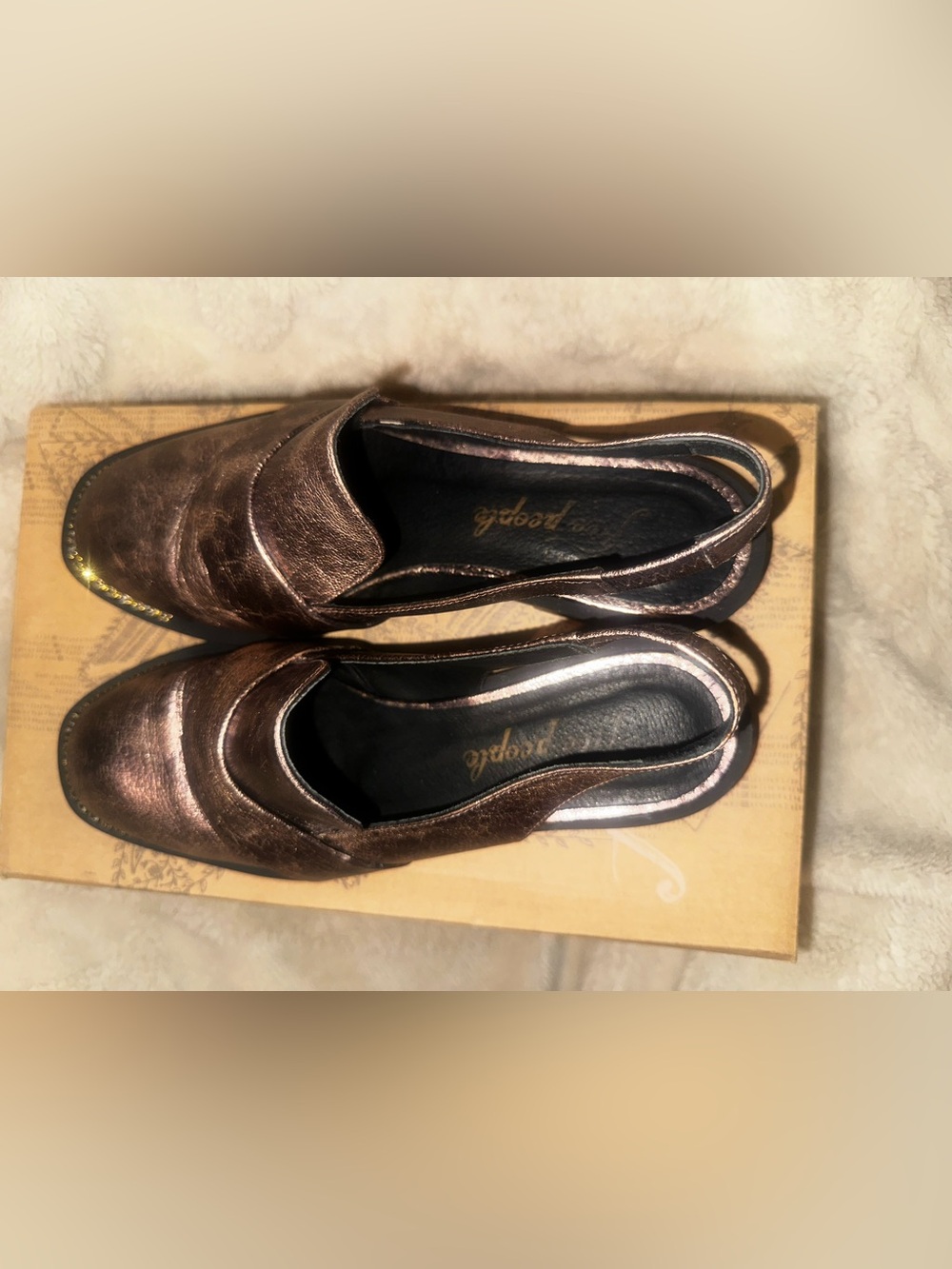 Free People Metallic Bronze Slip-On Loafers
